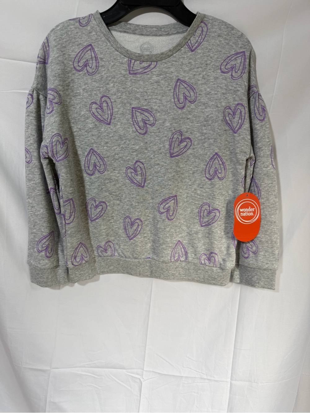 wonder nation Gray Sweatshirt with Purple Heart Motif